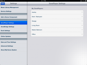 Sonos iPad App System Settings